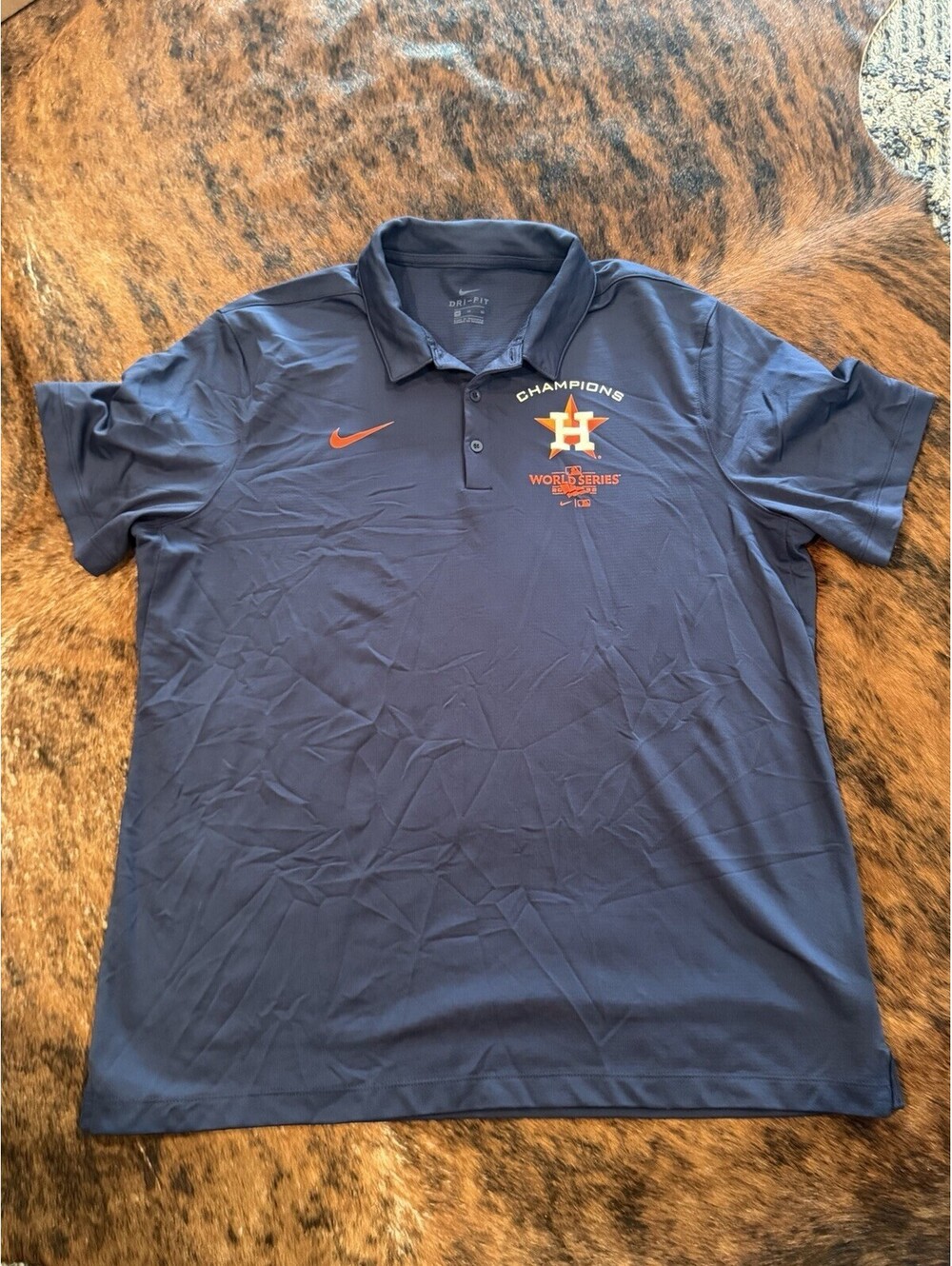 Houston Astros Nike Mens Golf Polo Shirt 2022 World Series Champions Blue Sz XL
